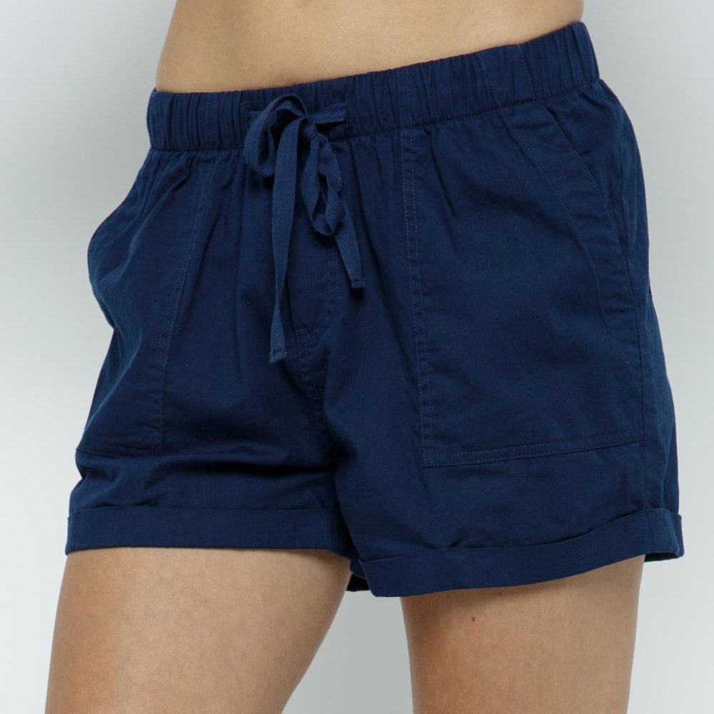 Solid drawstring shorts